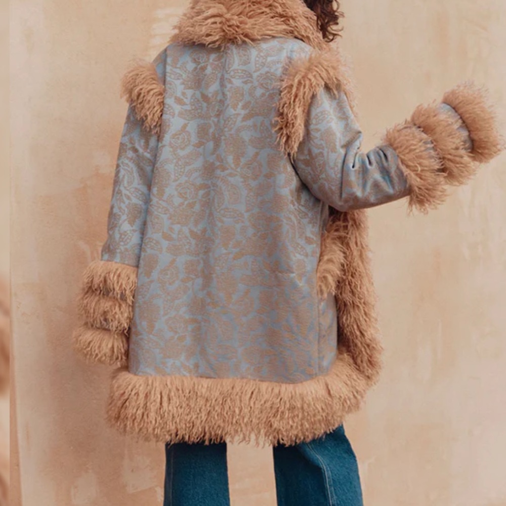 NWT SPELL STARLET JACQUARD COAT POWDER BLUE L - Picture 3 of 10